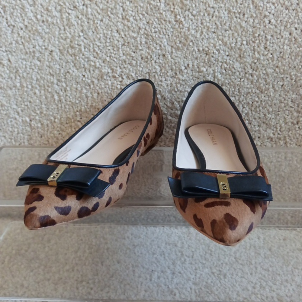 Like New Cole Haan Leather & Fur Upper with Leopard Print Flats - Picture 10 of 15